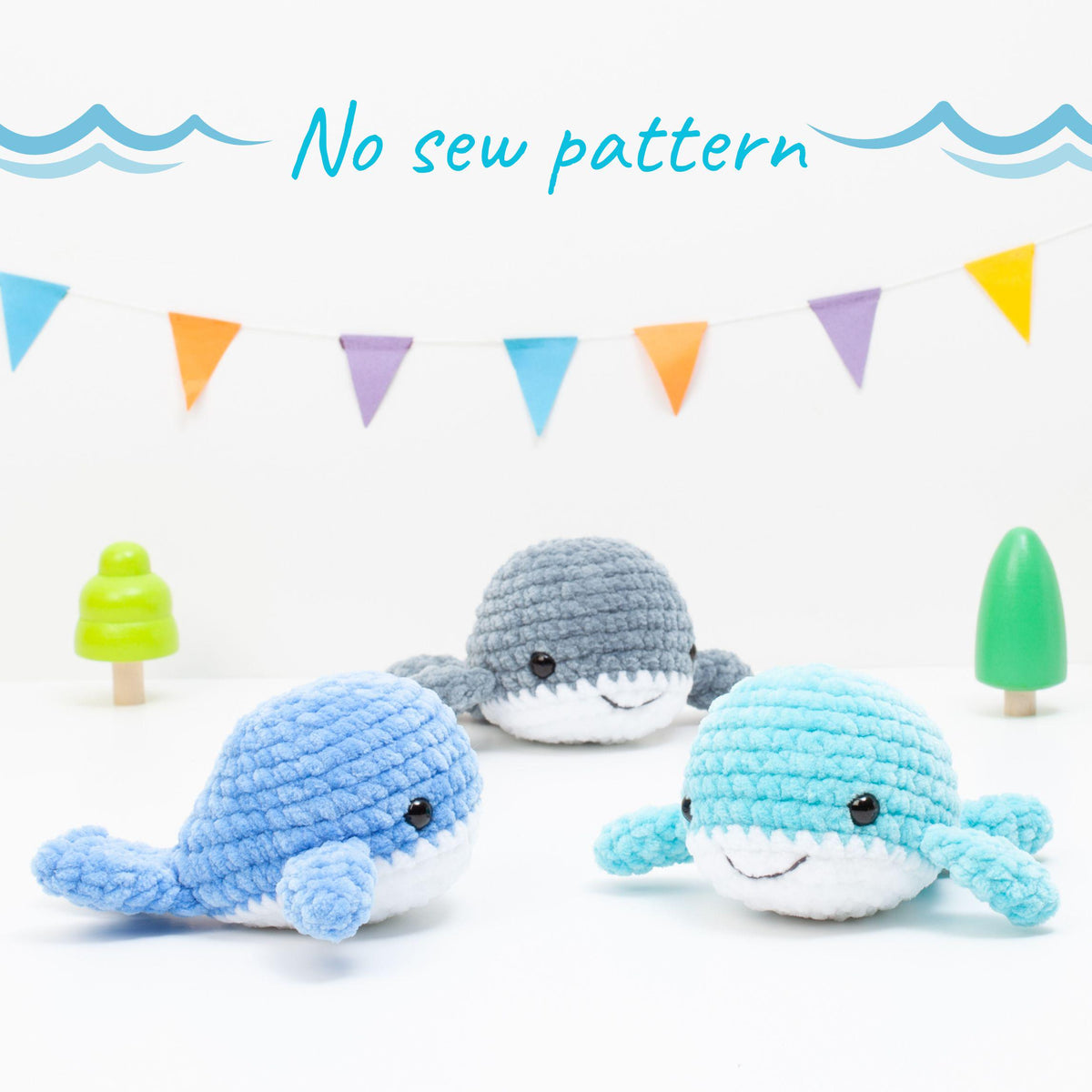 No sew whale crochet pattern, easy crochet whale pattern, amigurumi whale, beginner crochet pattern