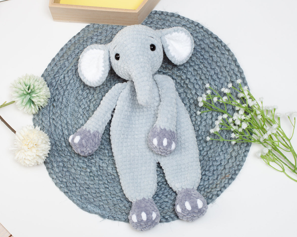 Elephant lovey crochet pattern, elephant snuggler, baby comforter toy, baby security blanket