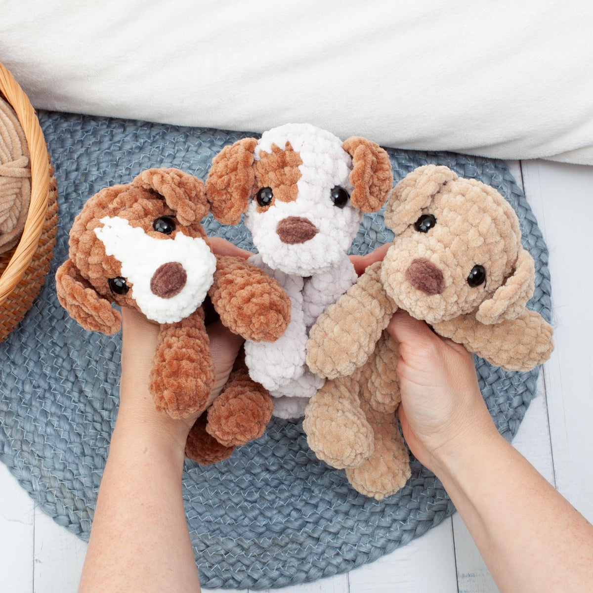 No Sew Dog Snuggler Crochet Pattern, 3 in 1 Mini Puppy Lovey Amigurumi PDF