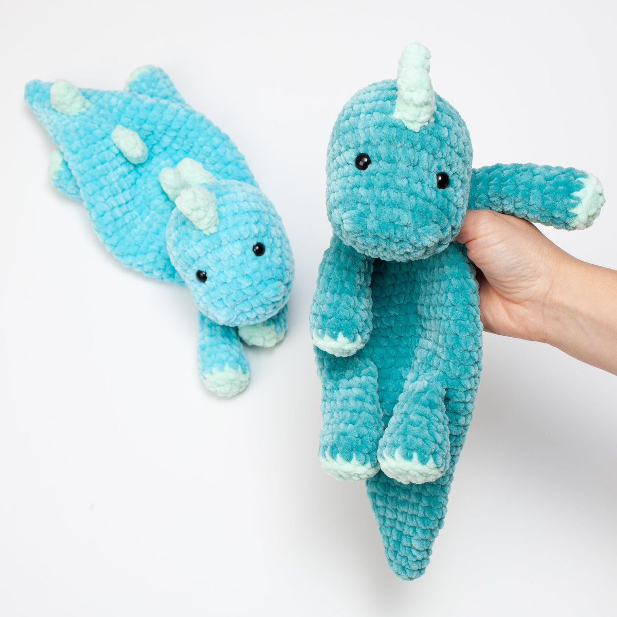 Dinosaur lovey crochet pattern, crochet Dino snuggler, baby comforter toy, baby security blanket