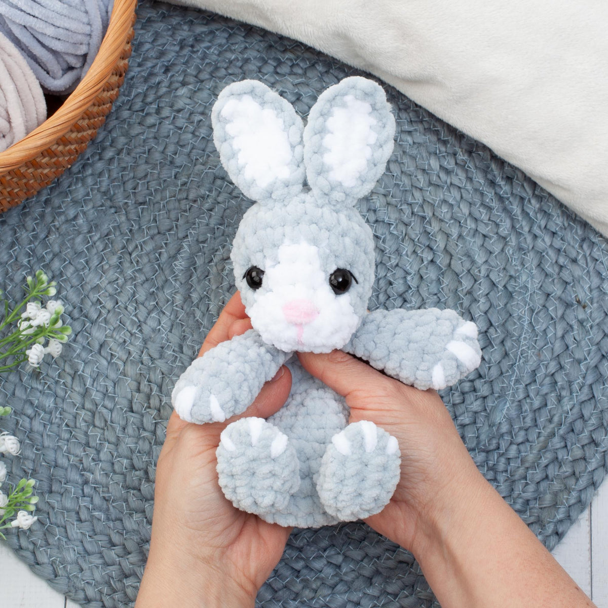 No Sew Bunny Snuggler Crochet Pattern, Amigurumi Lovey, Rabbit Baby Security Blanket, Fast and Easy