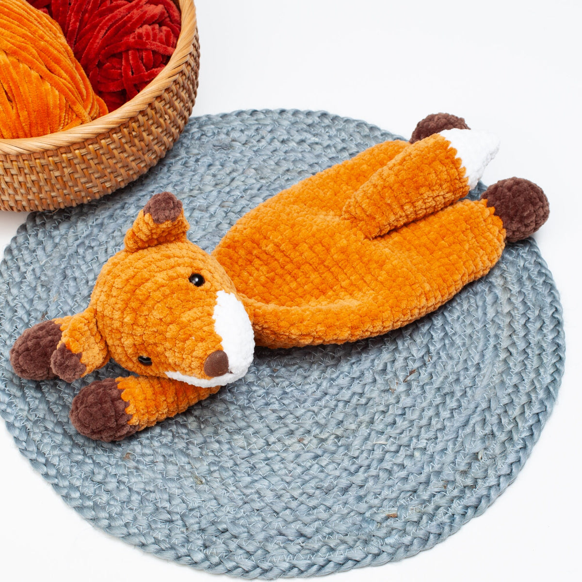 Crochet Fox lovey pattern, Fox snuggler, low sew, comforter toy, baby security blanket
