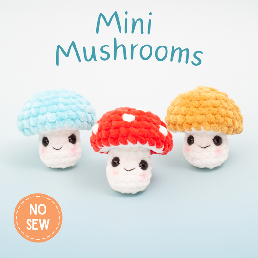 No Sew Crochet Mushroom Pattern | Easy Amigurumi Mini Plushie | PDF Download